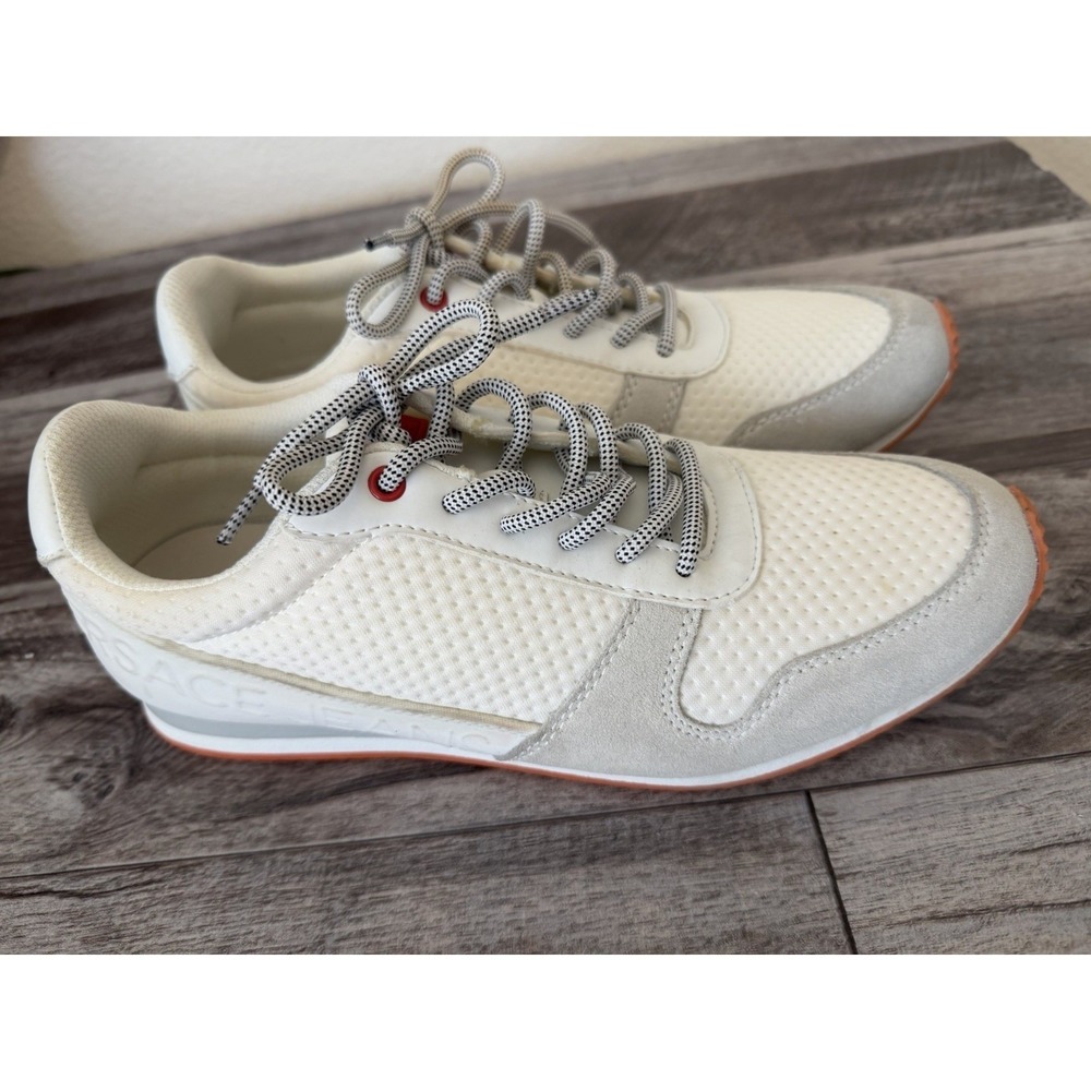 Versace Jeans Mens 8 White Mesh Running Sneakers Shoes Womens 9.5 Debossed Logo